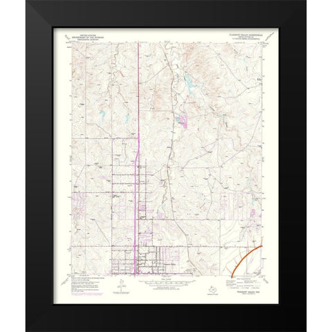 Pleasant Valley Texas Quad - USGS 1975 Black Modern Wood Framed Art Print by USGS
