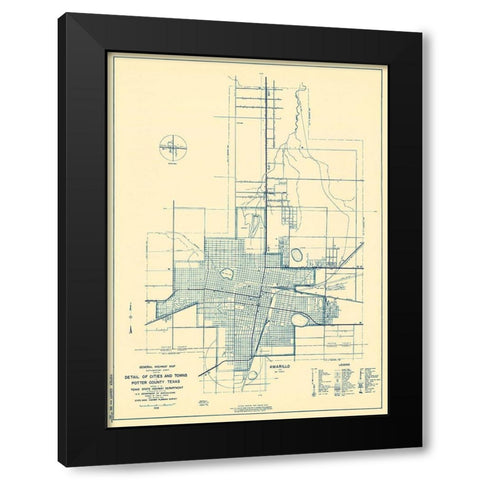 Potter Texas Highway - Highway Dept 1936 Black Modern Wood Framed Art Print with Double Matting by Highway Dept