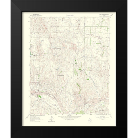 Pond Creek Texas Quad - USGS 1965 Black Modern Wood Framed Art Print by USGS