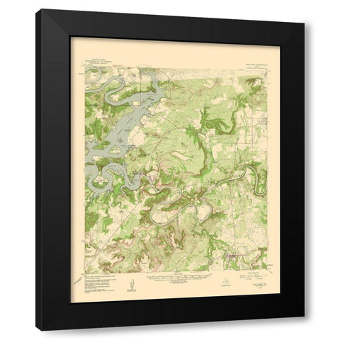 Palo Pinto Texas Quad - USGS 1960 Black Modern Wood Framed Art Print with Double Matting by USGS