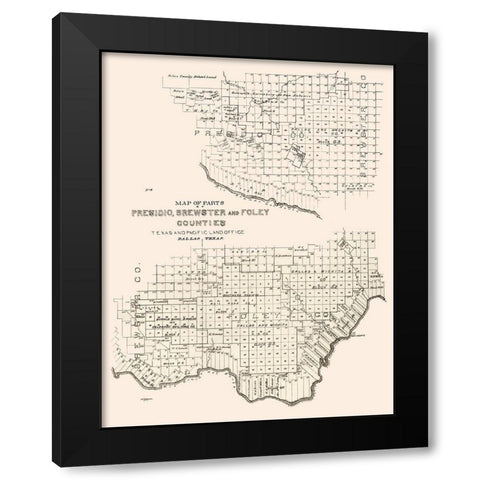 Presidio, Brewster, Foley County Texas -1891 Black Modern Wood Framed Art Print with Double Matting by Unknown