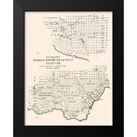 Presidio, Brewster, Foley County Texas -1891 Black Modern Wood Framed Art Print by Unknown