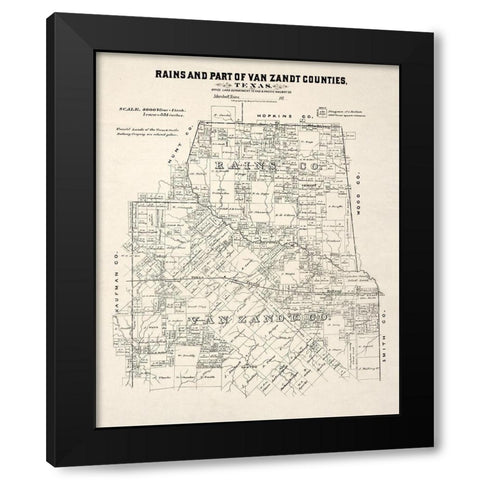 Rains County Texas - Gast 1870 Black Modern Wood Framed Art Print by Gast