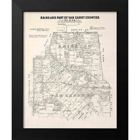 Rains County Texas - Gast 1870 Black Modern Wood Framed Art Print by Gast