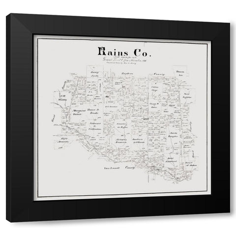 Rains County Texas - Maxcy 1888 Black Modern Wood Framed Art Print by Maxcy