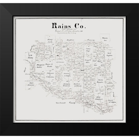 Rains County Texas - Maxcy 1888 Black Modern Wood Framed Art Print by Maxcy