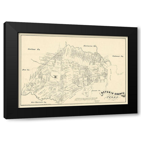 Refugio County Texas - Walsh 1879 Black Modern Wood Framed Art Print by Walsh