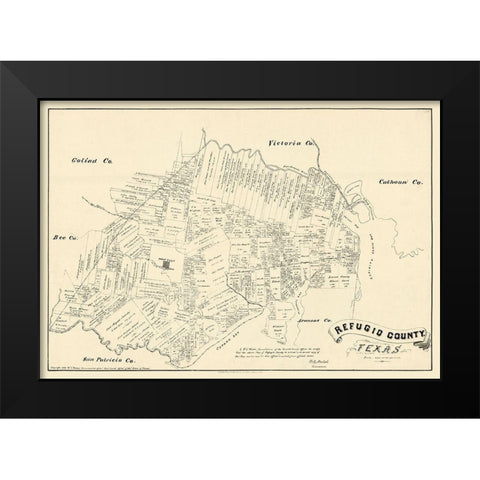 Refugio County Texas - Walsh 1879 Black Modern Wood Framed Art Print by Walsh