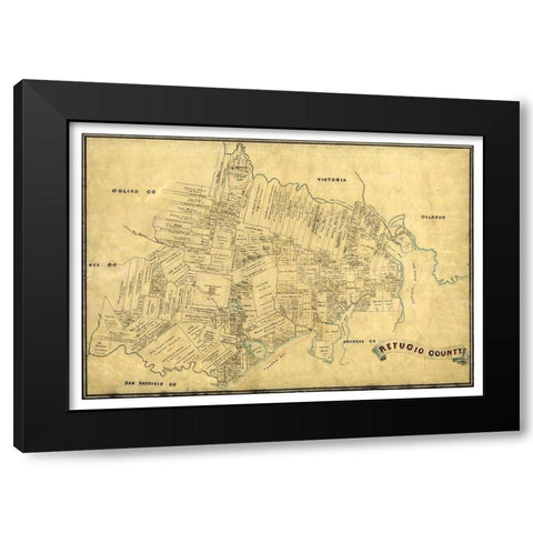 Refugio County Texas -1883 Black Modern Wood Framed Art Print with Double Matting by Unknown