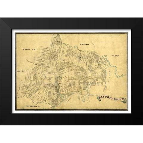Refugio County Texas -1883 Black Modern Wood Framed Art Print by Unknown