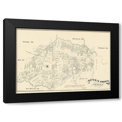 Refugio County Texas - Walsh 1879 Black Modern Wood Framed Art Print by Walsh