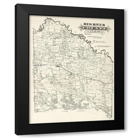 Red River County Texas -1870 Black Modern Wood Framed Art Print by Unknown