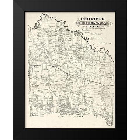 Red River County Texas -1870 Black Modern Wood Framed Art Print by Unknown