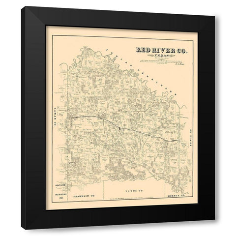 Red River County - Walsh 1879 Black Modern Wood Framed Art Print by Walsh