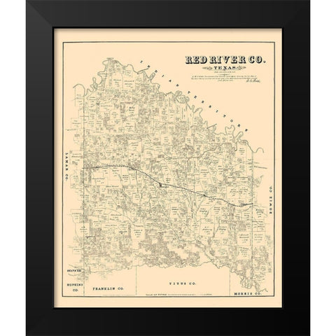 Red River County - Walsh 1879 Black Modern Wood Framed Art Print by Walsh