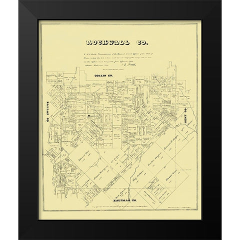 Rockwall Texas Landowner - Land Office 1880 Black Modern Wood Framed Art Print by Land Office