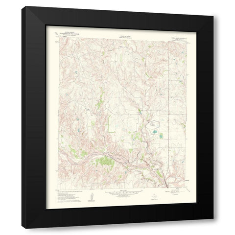 Roach Ranch Texas Quad - USGS 1963 Black Modern Wood Framed Art Print with Double Matting by USGS