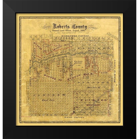 Roberts County Texas - Hausmann 1889 Black Modern Wood Framed Art Print by Hausmann
