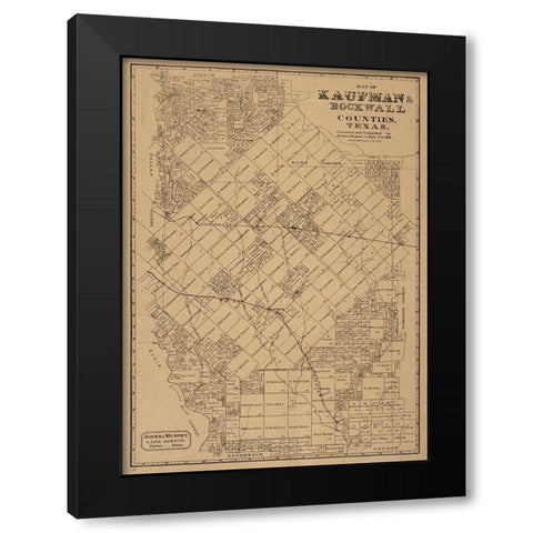 Kaufman, Rockwall County Texas - JonesandMurphy 1878 Black Modern Wood Framed Art Print with Double Matting by Unknown