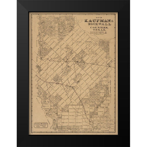 Kaufman, Rockwall County Texas - JonesandMurphy 1878 Black Modern Wood Framed Art Print by Unknown