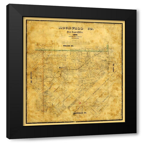Rockwall County Texas - Arlitt 1874 Black Modern Wood Framed Art Print by Arlitt