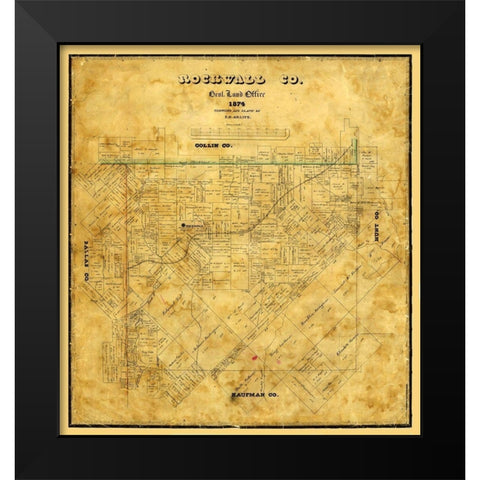 Rockwall County Texas - Arlitt 1874 Black Modern Wood Framed Art Print by Arlitt