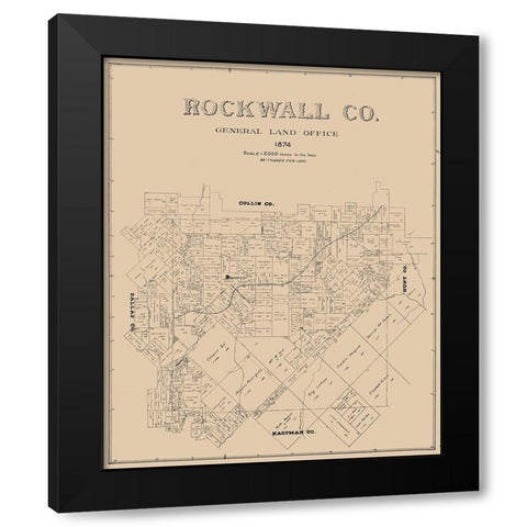 Rockwall County Texas -1874 Black Modern Wood Framed Art Print by Unknown