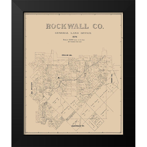Rockwall County Texas -1874 Black Modern Wood Framed Art Print by Unknown