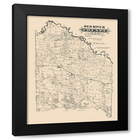 Red River County Texas -1870 Black Modern Wood Framed Art Print by Unknown