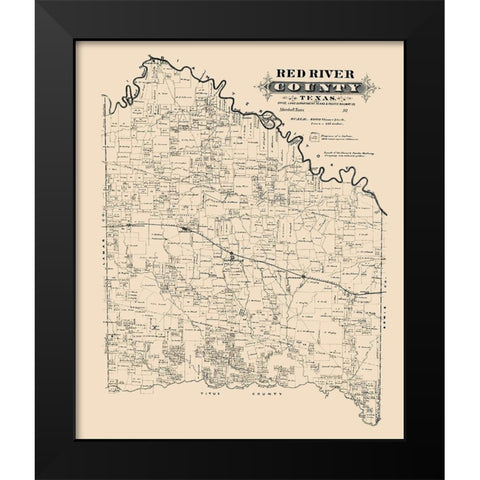 Red River County Texas -1870 Black Modern Wood Framed Art Print by Unknown