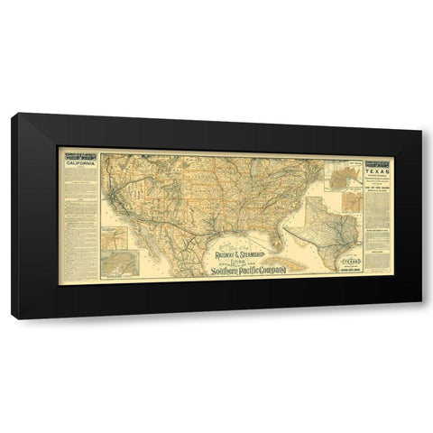 Railway Steamship Southern Pacific - Haus 1894 Black Modern Wood Framed Art Print with Double Matting by Haus