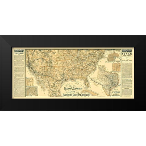 Railway Steamship Southern Pacific - Haus 1894 Black Modern Wood Framed Art Print by Haus