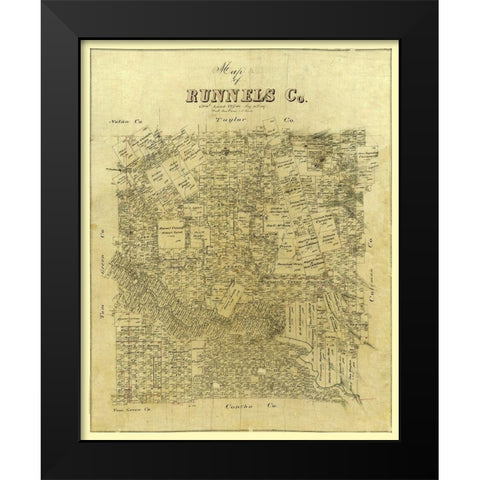 Runnels County Texas -1887 Black Modern Wood Framed Art Print by Unknown