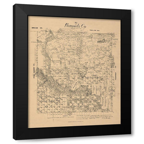 Runnels County Texas - Walsh 1879 Black Modern Wood Framed Art Print by Walsh