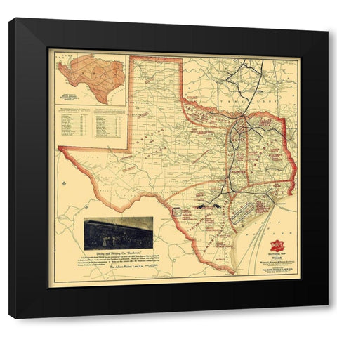Missouri, Kansas and Texas Railroad - Parker 1907 Black Modern Wood Framed Art Print by Parker
