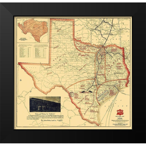 Missouri, Kansas and Texas Railroad - Parker 1907 Black Modern Wood Framed Art Print by Parker