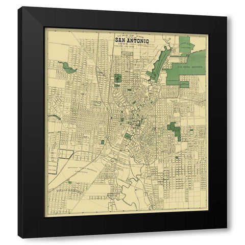 San Antonio Texas - Rullman 1909 Black Modern Wood Framed Art Print by Rullman