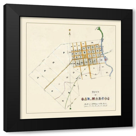 San Marcos Texas - Mason 1881 Black Modern Wood Framed Art Print with Double Matting by Mason