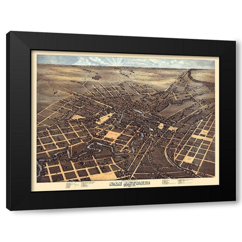 San Antonio Texas - 1873 Black Modern Wood Framed Art Print by Unknown