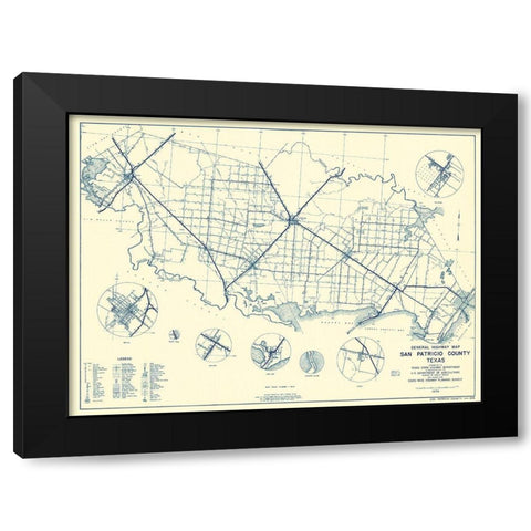 San Patricio Texas Highway - Highway Dept 1936 Black Modern Wood Framed Art Print by Highway Dept