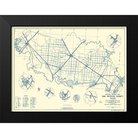 San Patricio Texas Highway - Highway Dept 1936 Black Modern Wood Framed Art Print by Highway Dept
