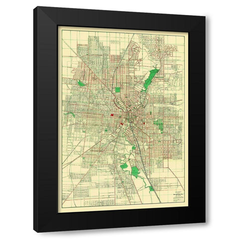 San Antonio Texas - Appler 1900 Black Modern Wood Framed Art Print with Double Matting by Appler