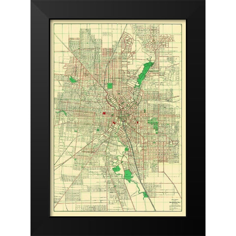 San Antonio Texas - Appler 1900 Black Modern Wood Framed Art Print by Appler