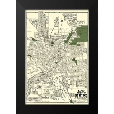 San Antonio Texas - Tengg 1915 Black Modern Wood Framed Art Print by Tengg