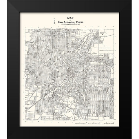 San Antonio Texas - Southwell 1928 Black Modern Wood Framed Art Print by Southwell