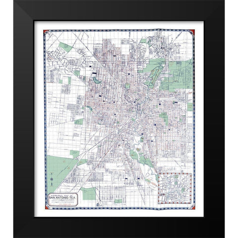 San Antonio Texas - Ashburn 1940 Black Modern Wood Framed Art Print by Ashburn