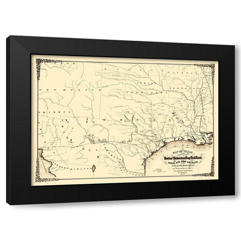 Sabine and Galveston Bay Railroad - Gentry 1859 Black Modern Wood Framed Art Print by Gentry