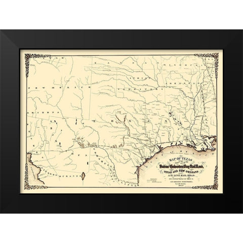Sabine and Galveston Bay Railroad - Gentry 1859 Black Modern Wood Framed Art Print by Gentry