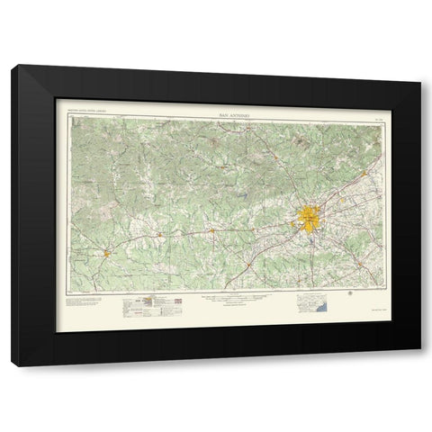 San Antonio Texas Quad - USGS 1957 Black Modern Wood Framed Art Print by USGS