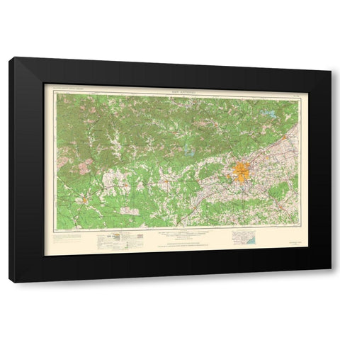San Antonio Texas Quad - USGS 1964 Black Modern Wood Framed Art Print by USGS